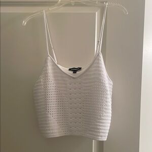 Express White Ribbed Crop Camisole